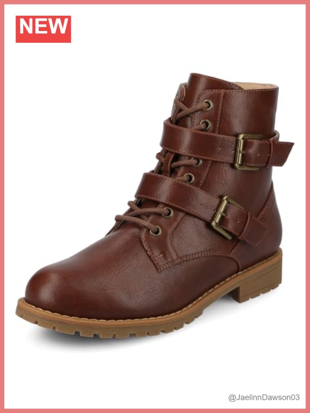 Journee Juliah Lace-Up Zippered Strappy Ankle Boots Women's Faux Leather Round